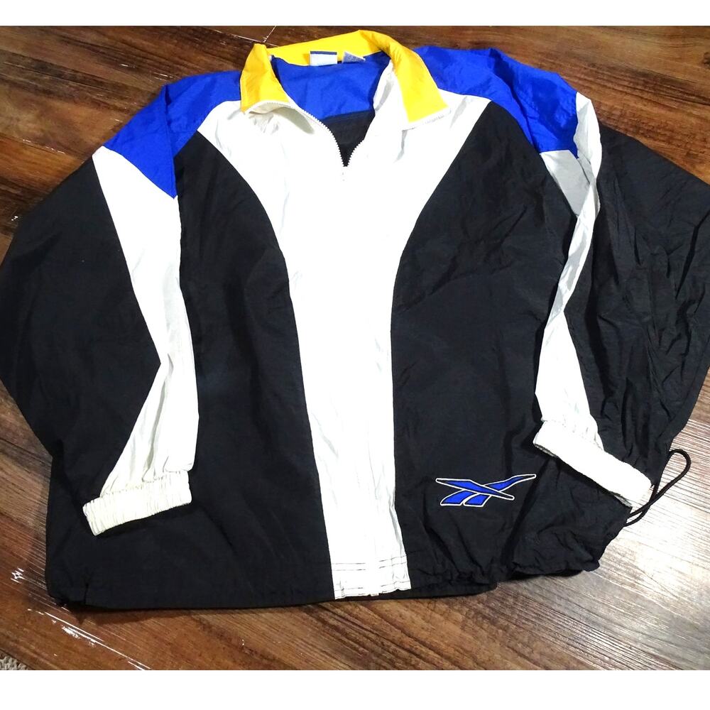 Vintage 90s Reebok Colorblock Windbreaker Jacket Sz XL Streetwear Retro Hip Hop